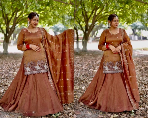 Readymade Simmer Silk Indo Western Lehenga - M