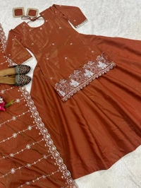 Readymade Simmer Silk Indo Western Lehenga - M