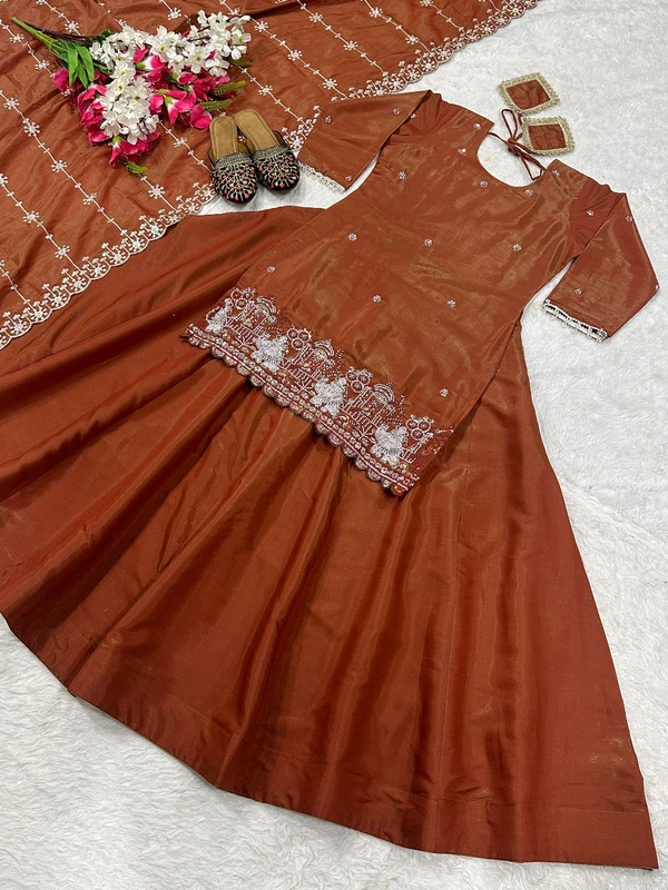 Readymade Simmer Silk Indo Western Lehenga - L