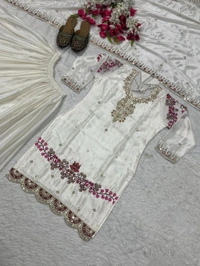Designer Chinon Silk Heavy Sharara Suit - L