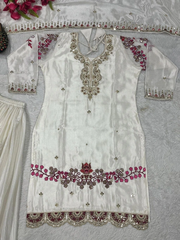 Designer Chinon Silk Heavy Sharara Suit - XL