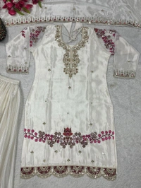 Designer Chinon Silk Heavy Sharara Suit - XXL