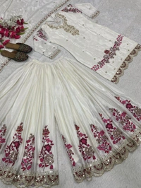 Designer Chinon Silk Heavy Sharara Suit - XXL
