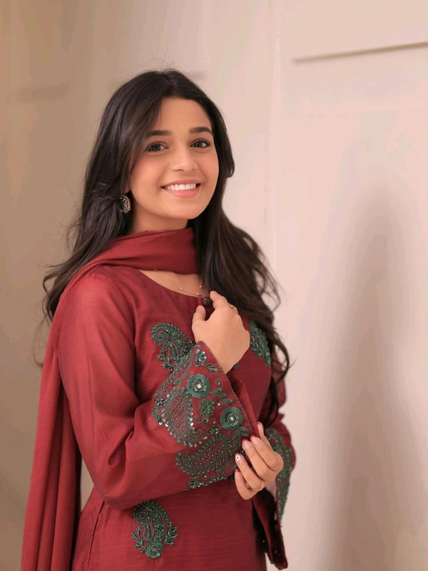 Partywear French Crepe Silk Suit - M