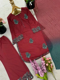 Partywear French Crepe Silk Suit - XXL