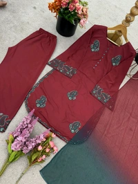 Partywear French Crepe Silk Suit - XXL