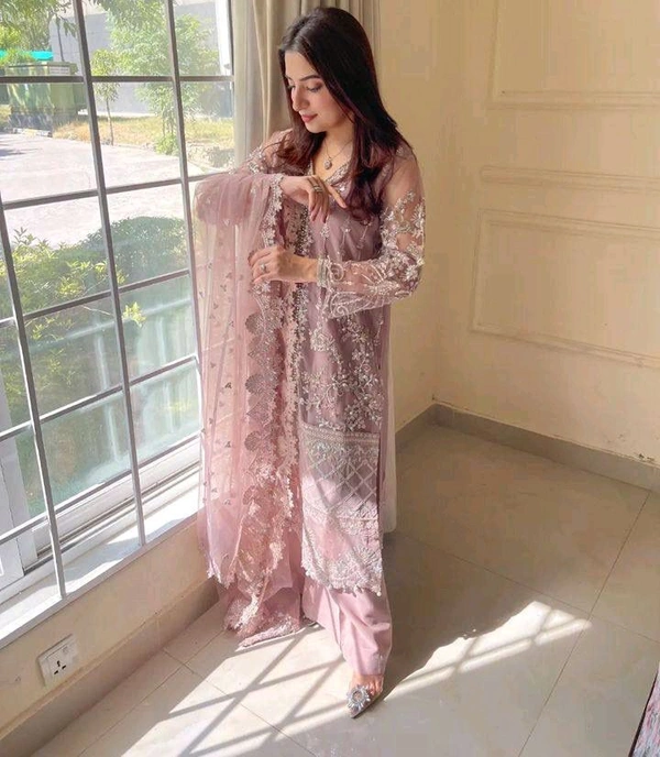 Heavy Soft Net Pakistani Style Sharara Suit - L