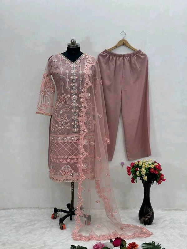 Heavy Soft Net Pakistani Style Sharara Suit - L