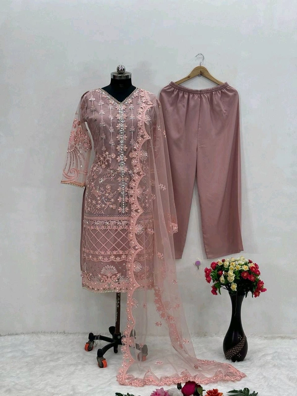 Heavy Soft Net Pakistani Style Sharara Suit - L