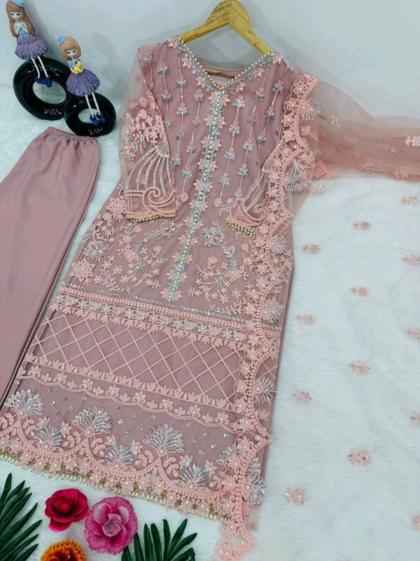 Heavy Soft Net Pakistani Style Sharara Suit - L