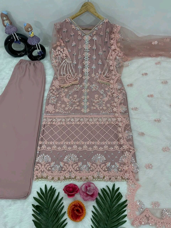 Heavy Soft Net Pakistani Style Sharara Suit - L