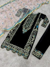 New Design Heavy Viscose Velvet Suit - Black, XL