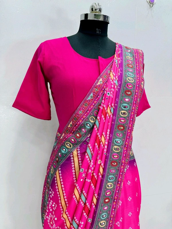 Real Mirror + Handwork Saree (Full Stiched Choli)