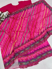 Real Mirror + Handwork Saree (Full Stiched Choli)