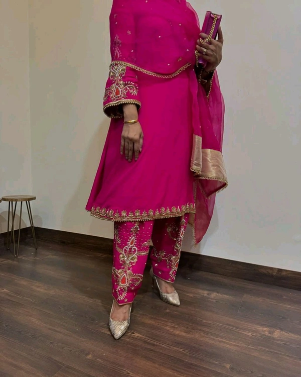 Partywear 3 Pc Heavy Plazzo Suit - M