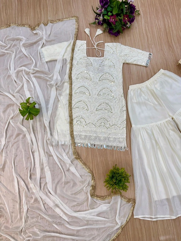 Designer Embroidery Work Gharara Suit - M