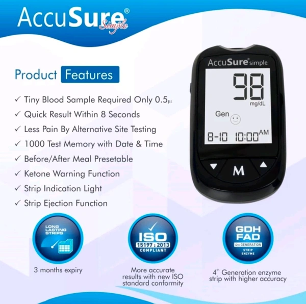 AccuSure Accusure Simple Diabetes Machine with 25 strips free