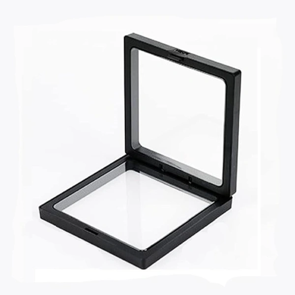 Floating Display PE Film Transparent Jewelry Storage Box for Ring, Earring, Gemstones, Bracelet And More - Black, Pack Of 10, 5 X 5 X 2 CM