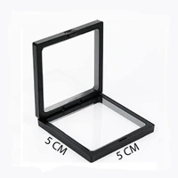 Floating Display PE Film Transparent Jewelry Storage Box for Ring, Earring, Gemstones, Bracelet And More - Black, Pack Of 10, 5 X 5 X 2 CM