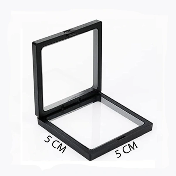 Floating Display PE Film Transparent Jewelry Storage Box for Ring, Earring, Gemstones, Bracelet And More - Black, Pack Of 10, 5 X 5 X 2 CM