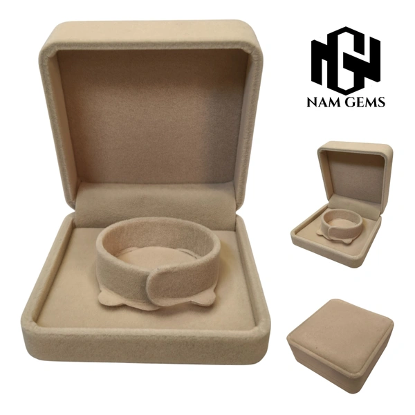 Velvet Bangle Box Premium Jewellery Storage Case - Beige