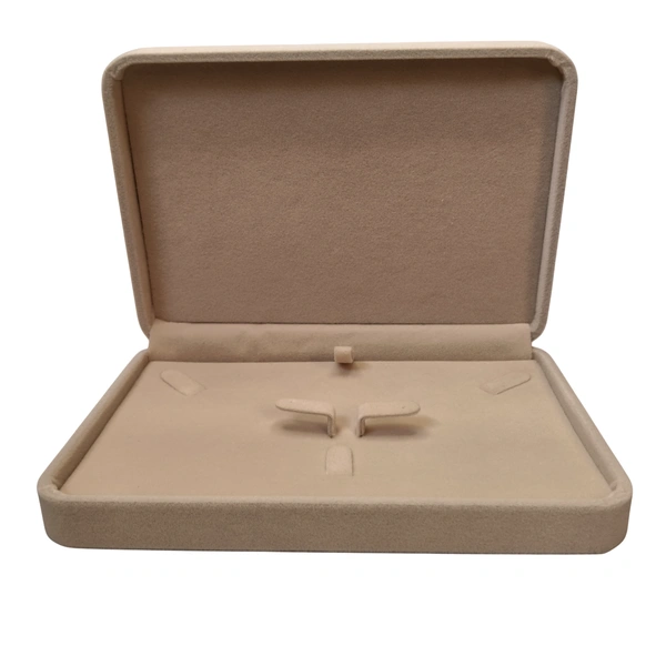 Velvet Small Necklace Set Box Premium Jewellery Storage Case - Beige