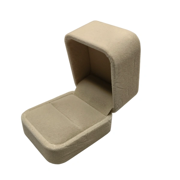 Velvet Ring Box Premium Jewellery Storage Case - Beige