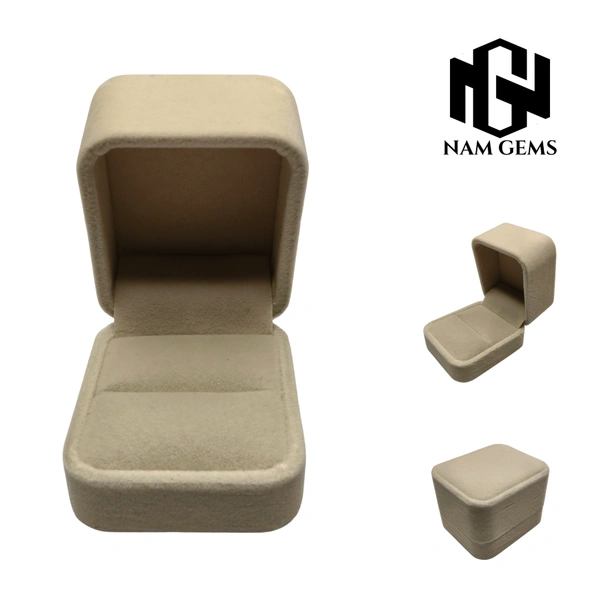 Velvet Ring Box Premium Jewellery Storage Case - Pack Of 3 - Beige
