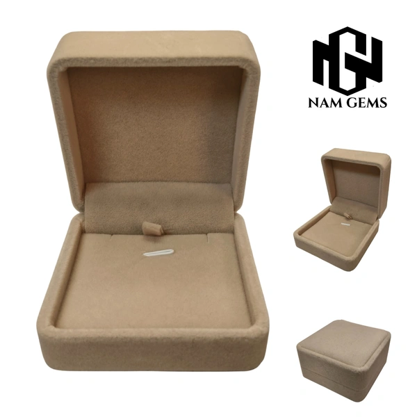 Velvet Pendant Box Premium Jewellery Storage Case - Pack Of 3 - Beige