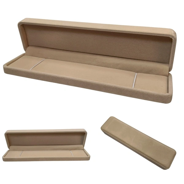 Velvet Chain Box Premium Jewellery Storage Case - Beige