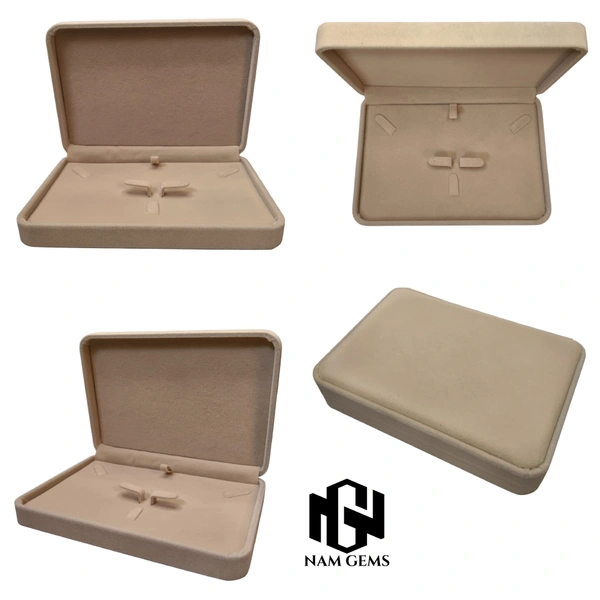 Velvet Small Necklace Set Box Premium Jewellery Storage Case - Beige