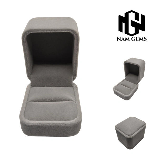 Velvet Ring Box Premium Jewellery Storage Case - Pack Of 3 - Grey