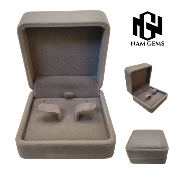 Velvet Earring Box Premium Jewellery Storage Case - Grey