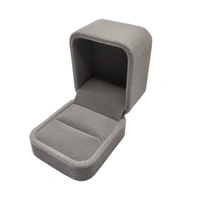 Velvet Ring Box Premium Jewellery Storage Case - Grey