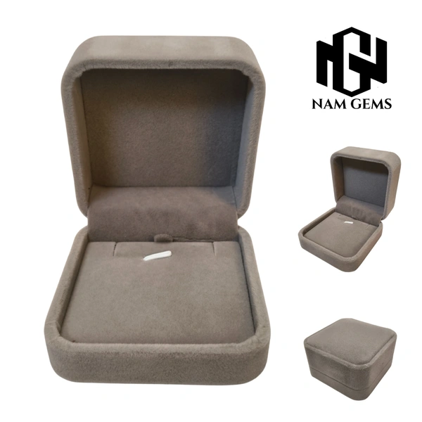 Velvet Pendant Box Premium Jewellery Storage Case - Pack Of 3 - Grey