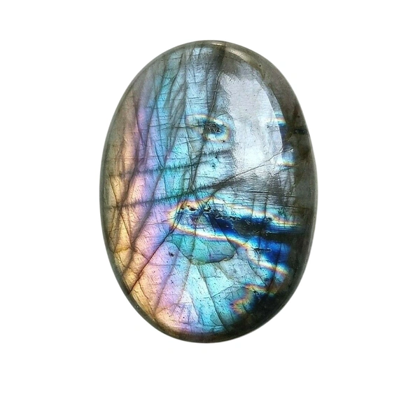 Natural Labradorite Oval - Polished Palm Stone - Healing Crystals - Certified Natural Labradorite Gemstone - Oval, 69 Carat