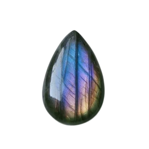 Natural Labradorite Pear - Polished Palm Stone - Healing Crystals - Certified Natural Labradorite Gemstone - Pear, 48 Carat