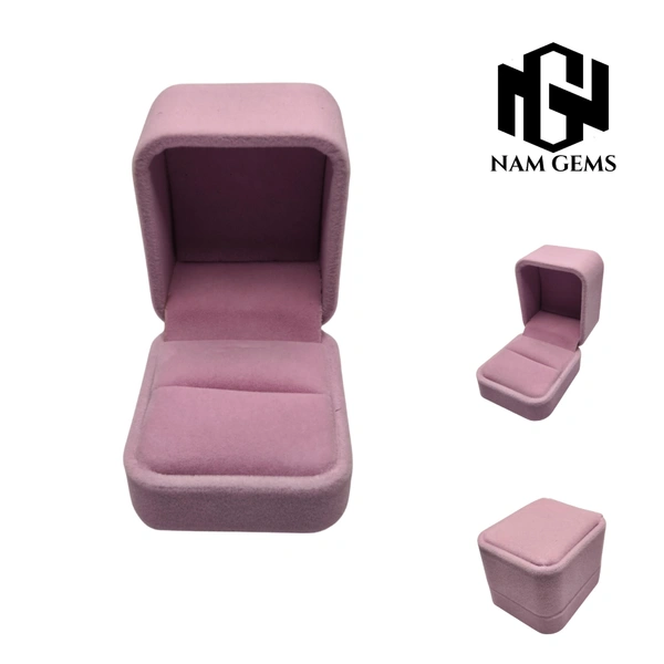 Velvet Ring Box Premium Jewellery Storage Case - Pack Of 3 - Pink