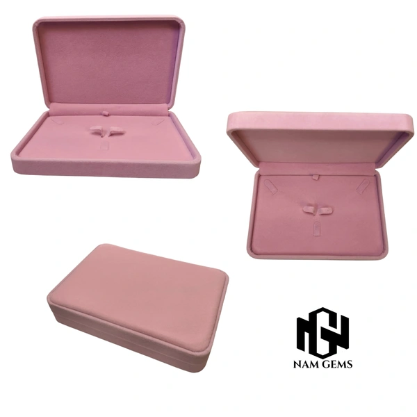 Velvet Small Necklace Set Box Premium Jewellery Storage Case - Pink