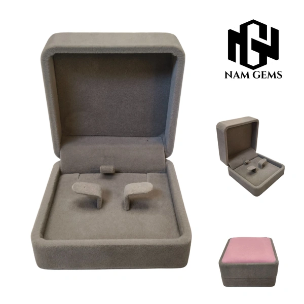 Velvet Earring Box Premium Jewellery Storage Case - Pack Of 3 - Pink Grey