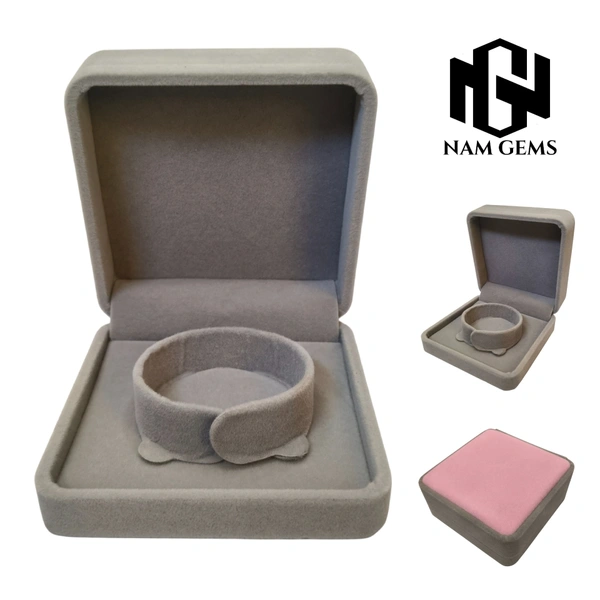 Velvet Bangle Box Premium Jewellery Storage Case - Pink Grey