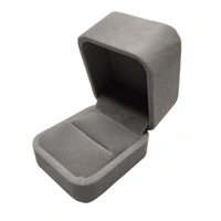 Velvet Ring Box Premium Jewellery Storage Case - Pink Grey