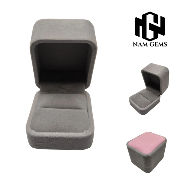 Velvet Ring Box Premium Jewellery Storage Case - Pack Of 3 - Pink Grey