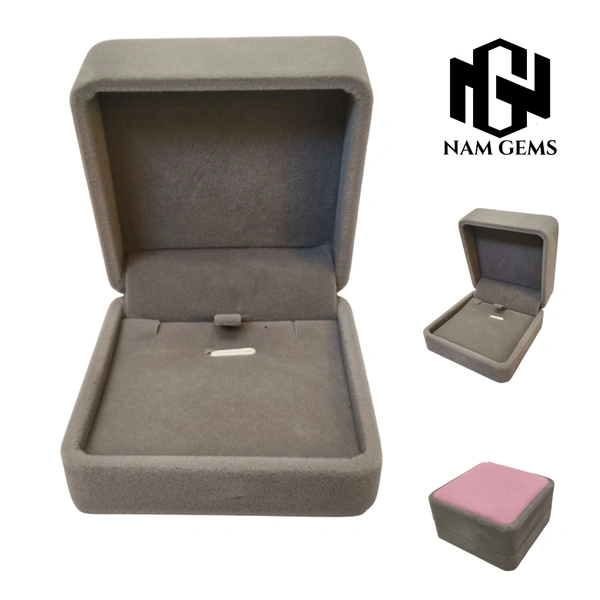Velvet Pendant Box Premium Jewellery Storage Case - Pink Grey