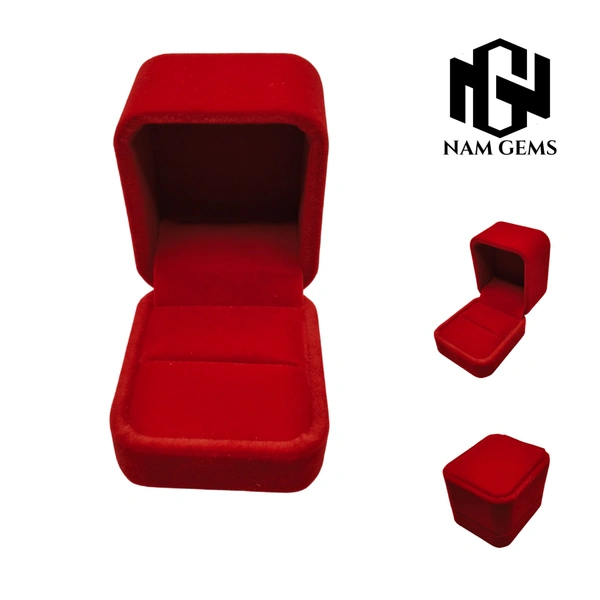 Velvet Ring Box Premium Jewellery Storage Case - Pack Of 3 - Red