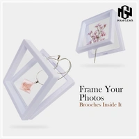 Floating Display PE Film Transparent Jewelry Storage Box for Ring, Earring, Gemstones, Bracelet And More - White, Pack Of 3, 7 x 7 x 2 CM