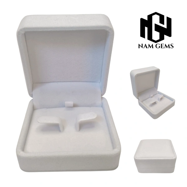Velvet Earring Box Premium Jewellery Storage Case - Pack Of 3 - White