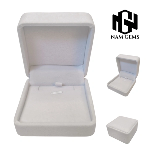 Velvet Pendant Box Premium Jewellery Storage Case - White