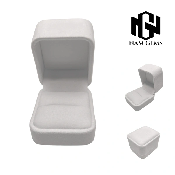 Velvet Ring Box Premium Jewellery Storage Case - Pack Of 3 - White