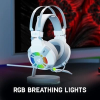 (Refurbished) Redgear Cosmo 7.1 Wired USB Gaming On Ear Headphones with RGB LED Effect, Mic and in-line Controller for PC [Special White Edition]